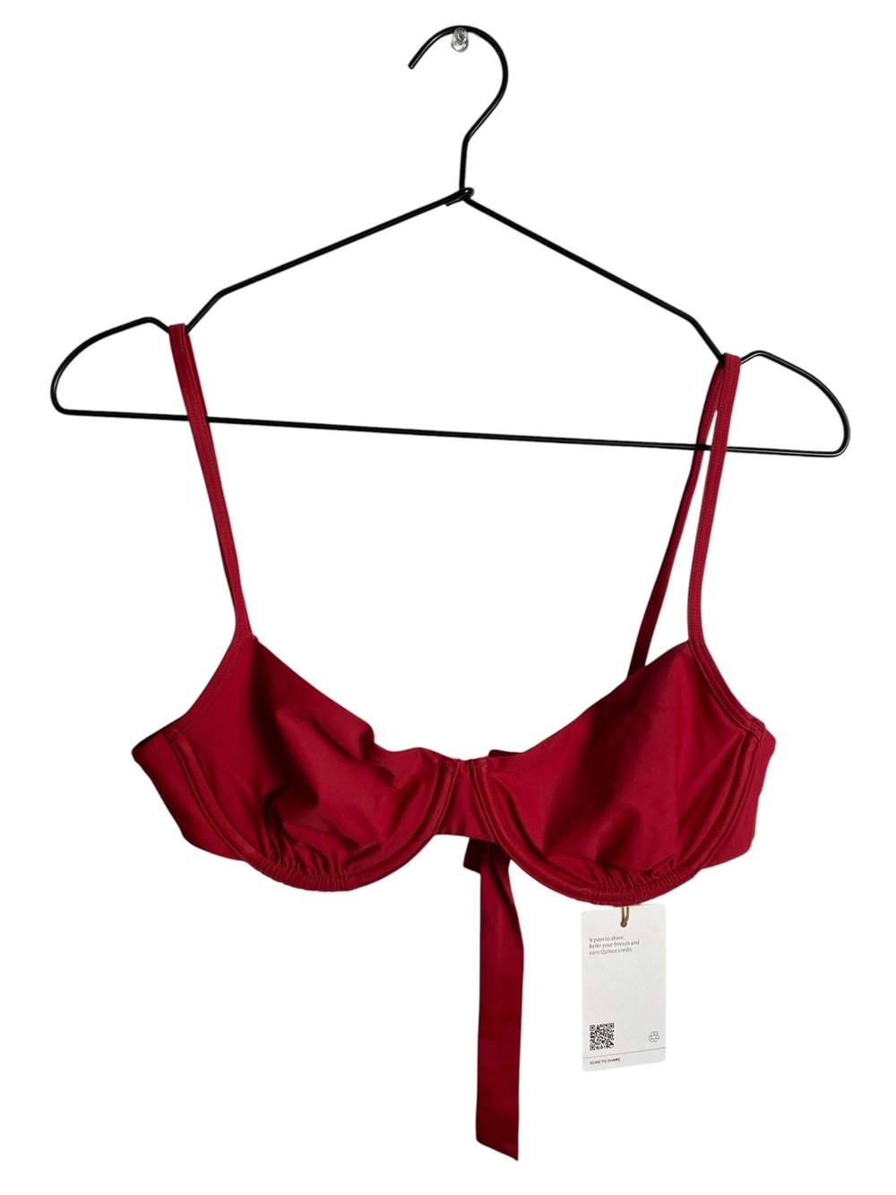 Quince Underwire Bikini Top Red Tie Back Balconette